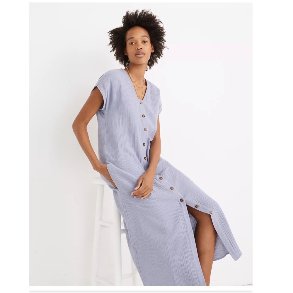 Madewell easy lightspun midi dress with buttons